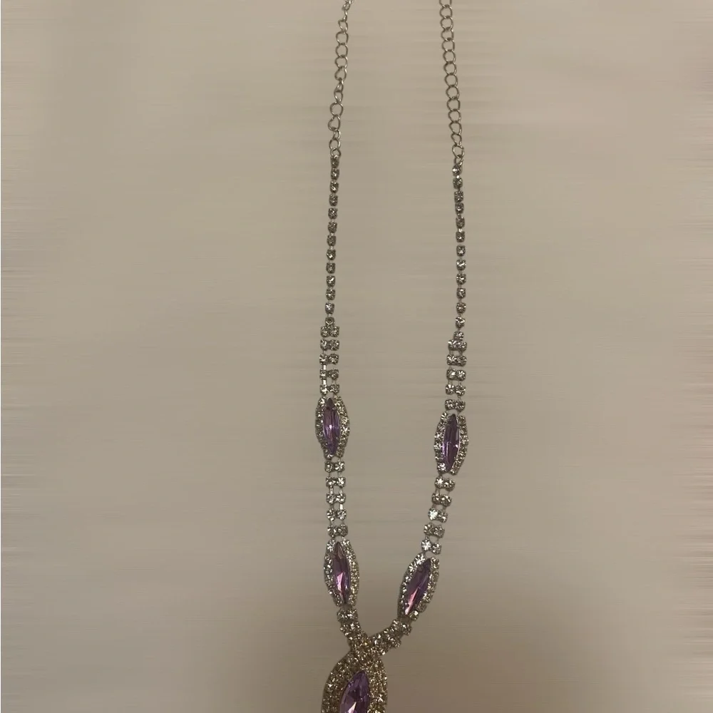 Elegant Vibrant Colors Crystal Pendant Necklace & Earrings Set of 4